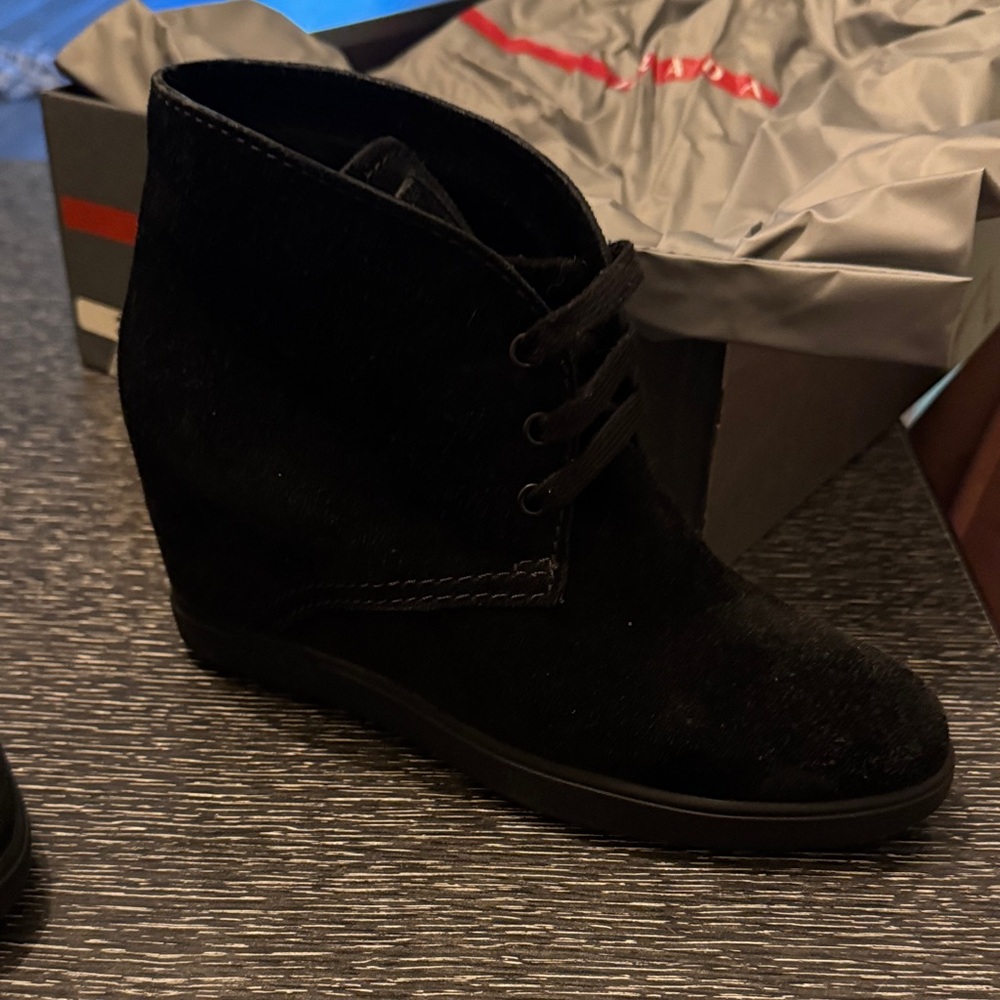 Prada Milano Wedge Bootie, blk, size 36.5, box and dust bag, excellent condition - Picture 6 of 10